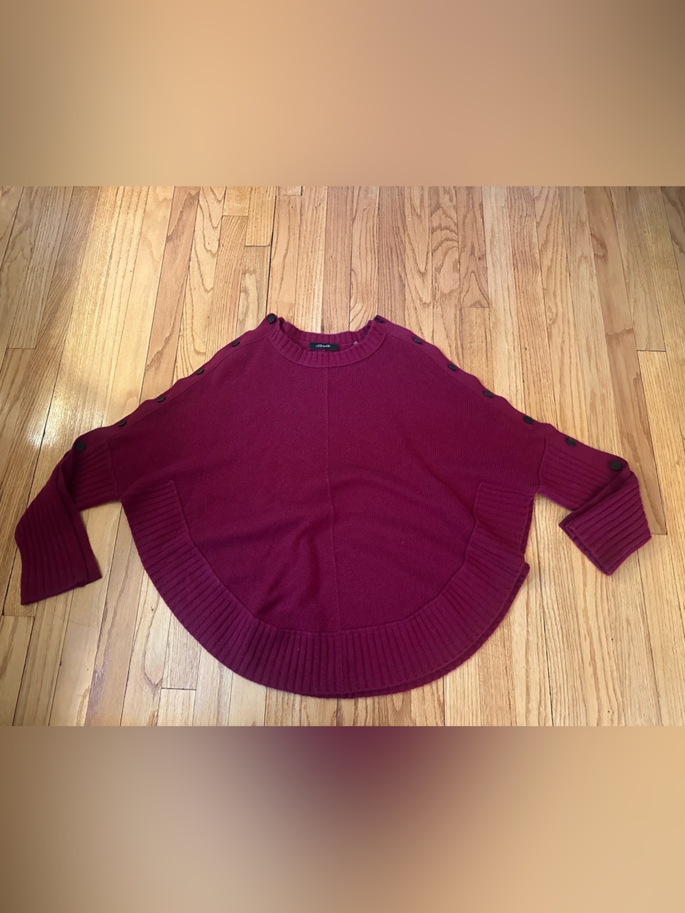 Christopher Fischer Women's Cashmere Button Poncho Sweater in Burgundy XS